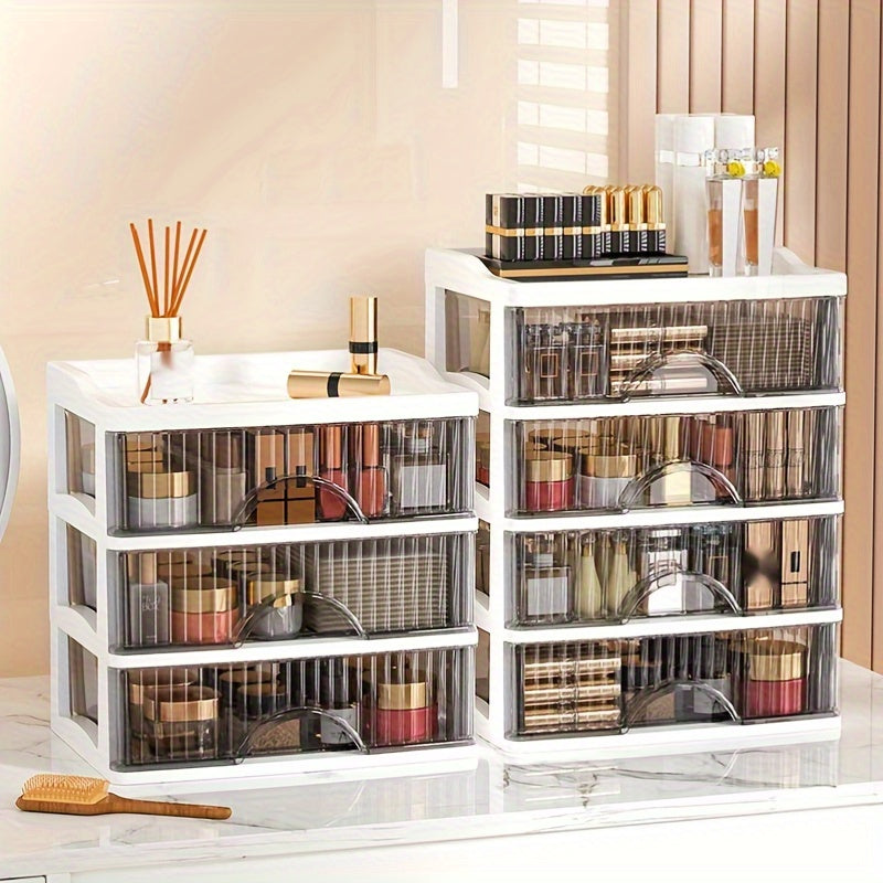 Transparent Stackable Jewelry and Cosmetic Organizer for Vanity Storage