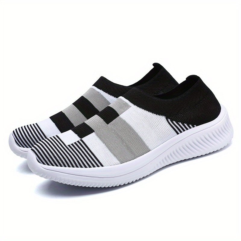 Women's Colorblock Slip-On Sneakers, Breathable Casual Walking Shoes
