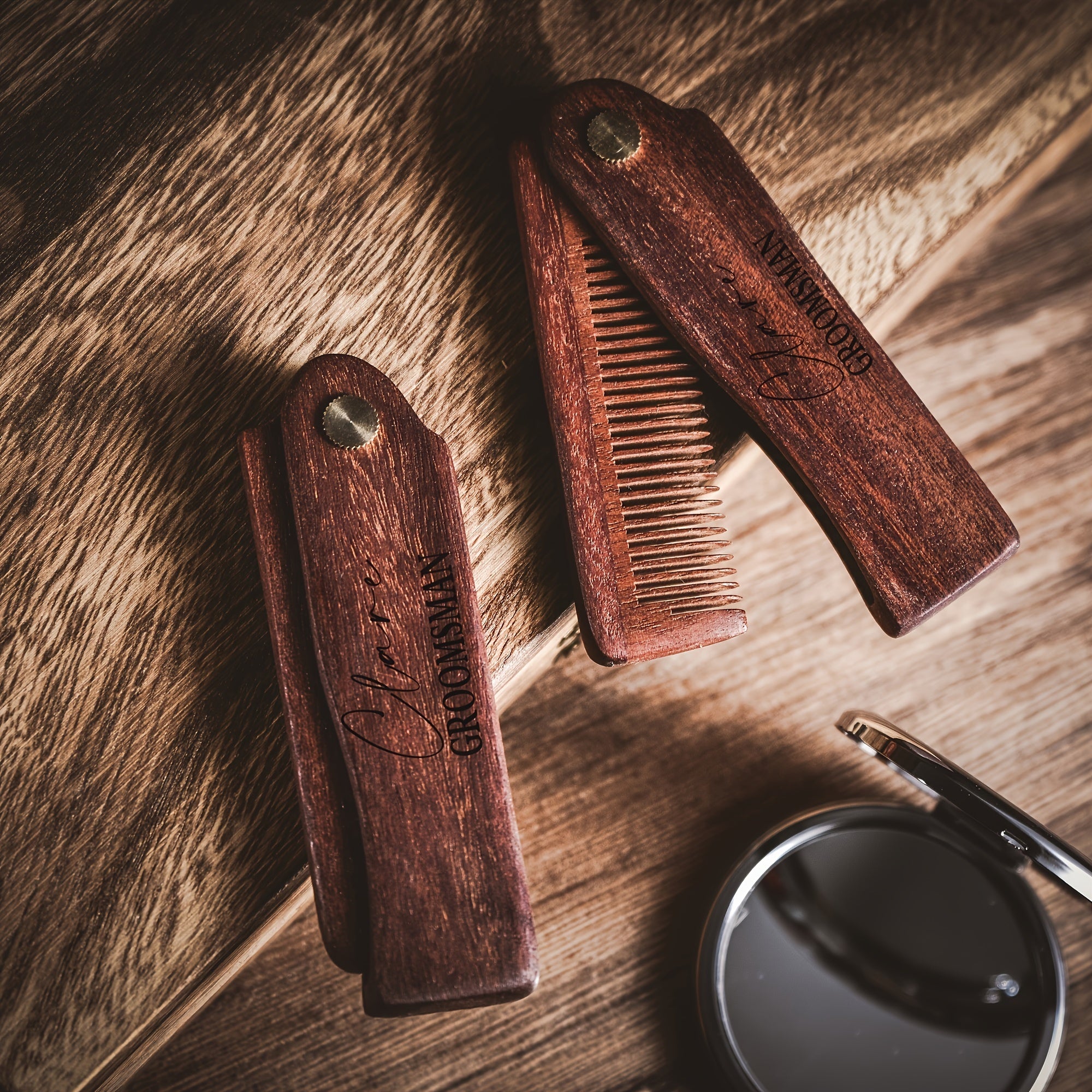 Personalized Wooden Beard Comb with Custom Engraving for Men Grooming