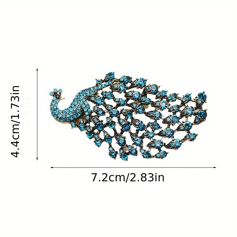 Peacock Brooch with Rhinestones Retro Wedding Formal Jewelry