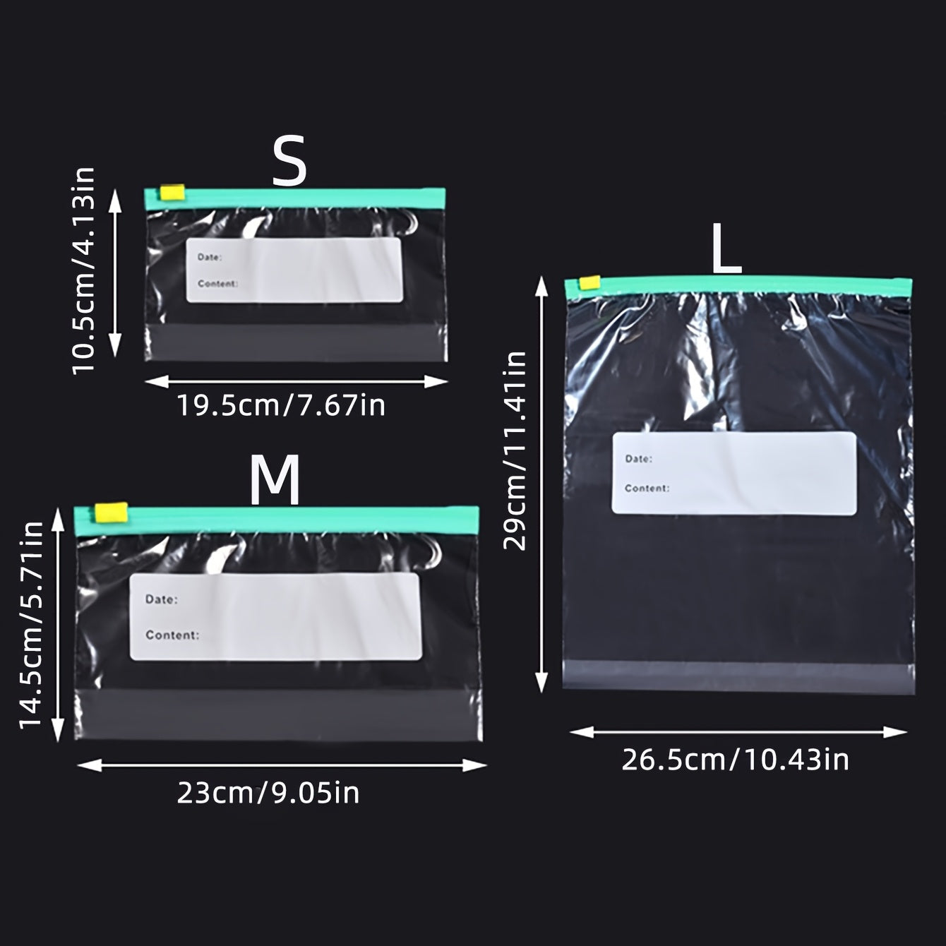 10 Transparent PE Storage Bags with Sliding Rope Seal for Food Refrigerator Freezer