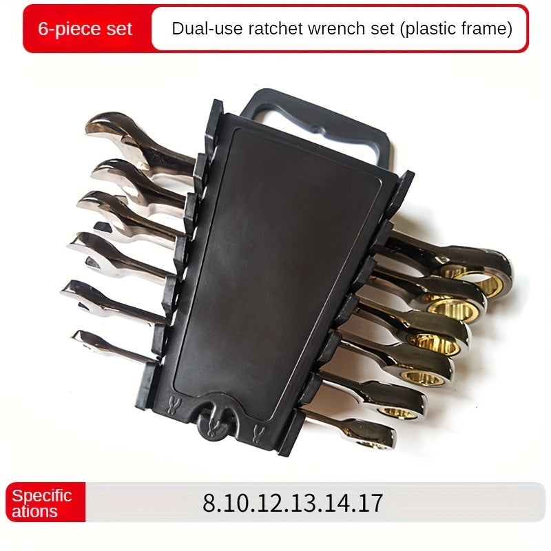 Juego de llaves combinadas de 6/8/10/12 piezas con mecanismo de trinquete, de Cr-V, con acabado en níquel