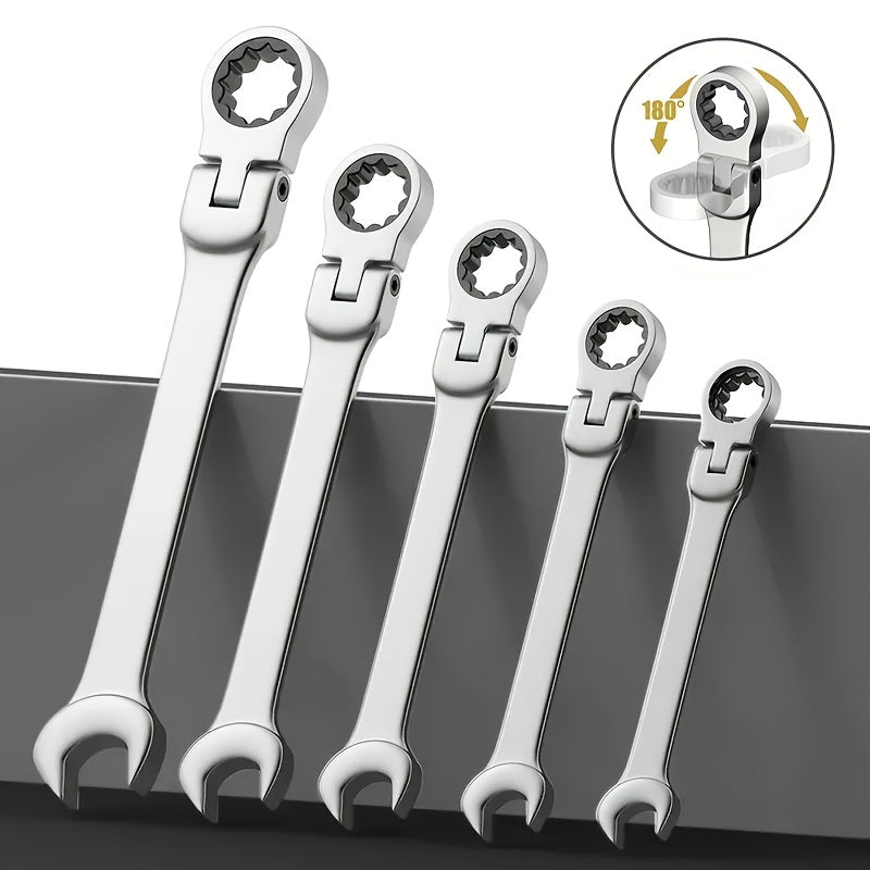 Juego de 5 piezas de llaves de carraca ajustables en acero, herramientas manuales multiusos para automoción