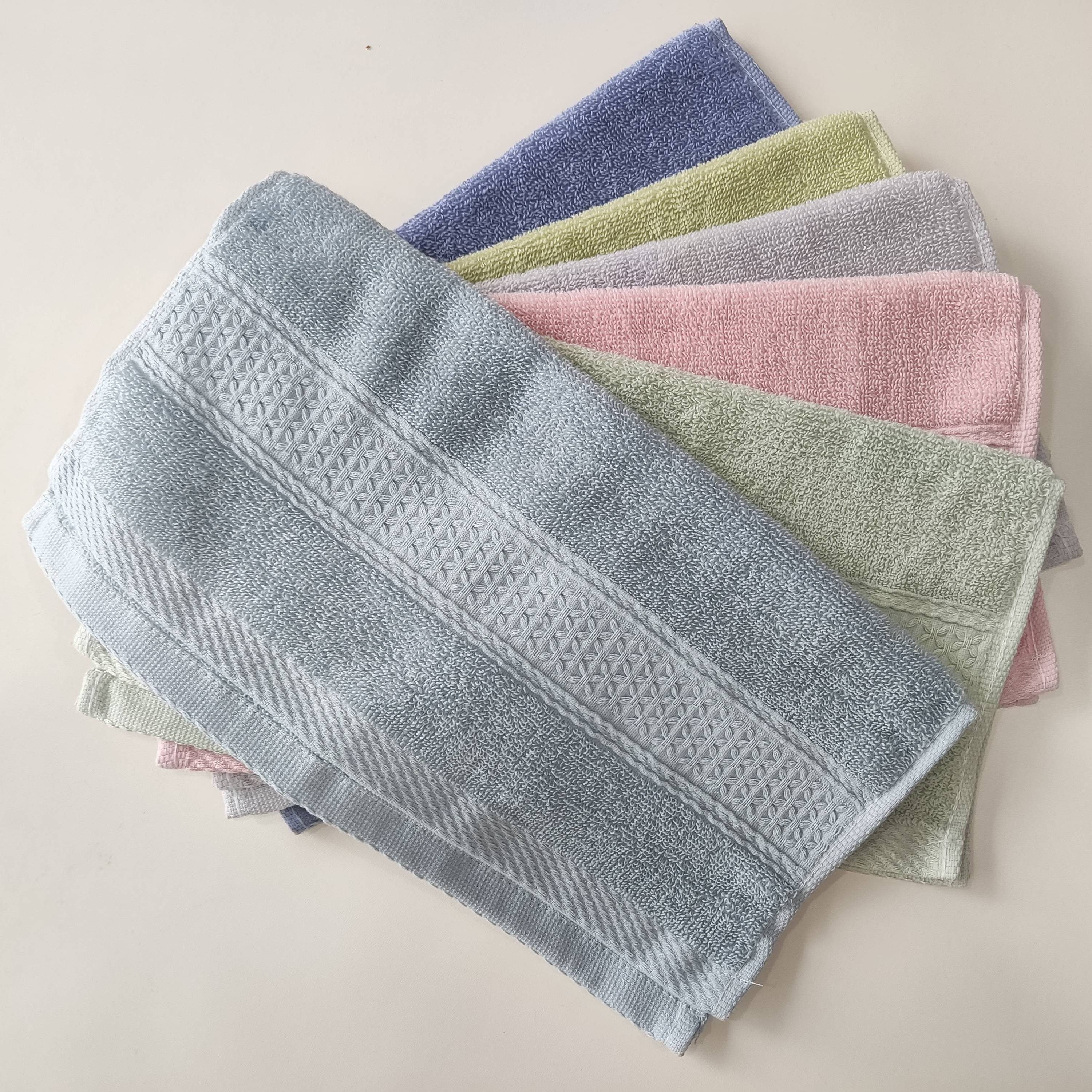 Set of 6 Cotton Wash Cloths in 6 Colors 33x33cm Highly Absorbent Bathroom Towels
