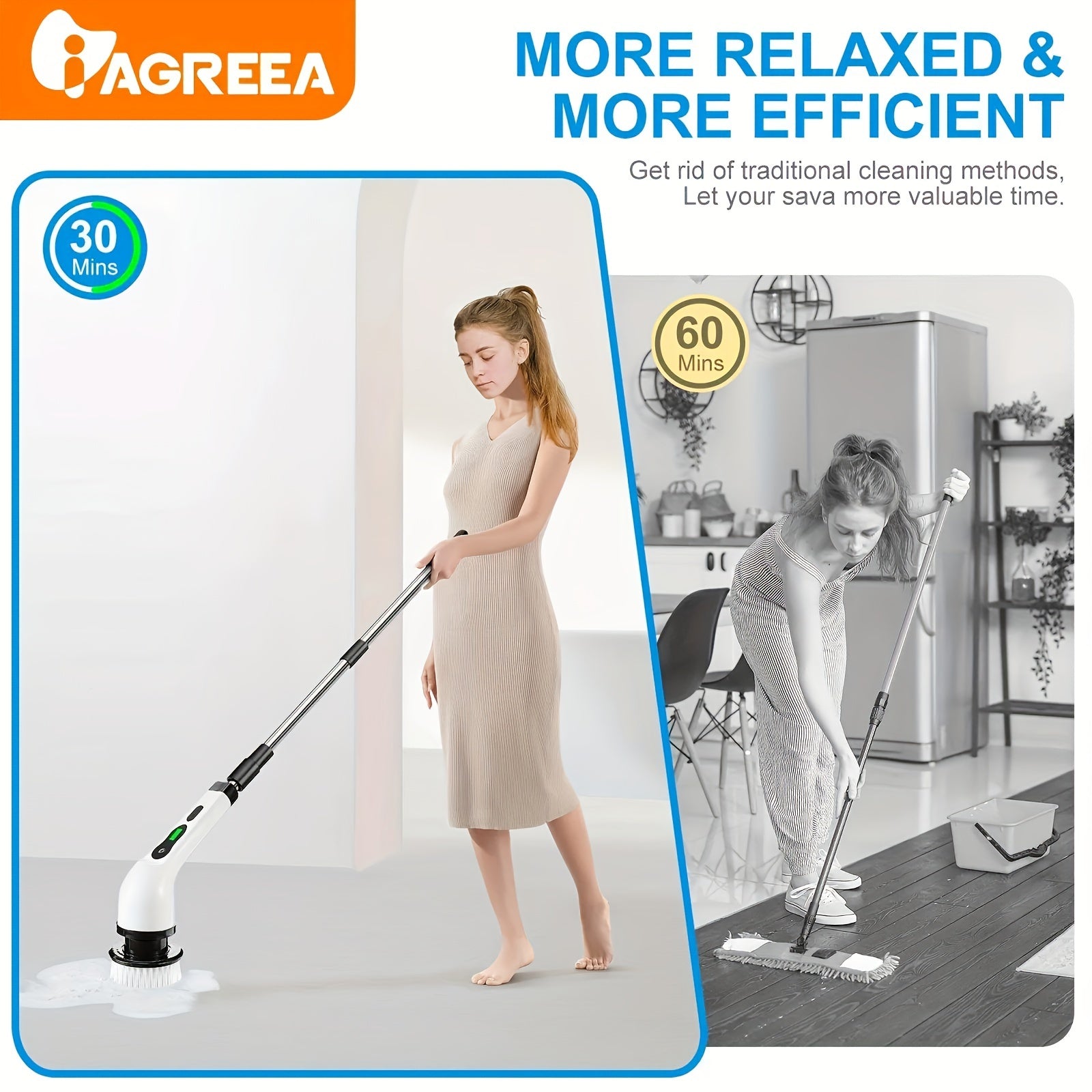 Small Electric Cleaning Brush Wireless Rotating Floor Washer with Replaceable Heads