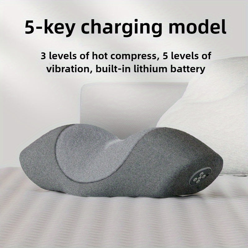 Qayta zaryadlanadigan elektr massaj yostiqchasi, bo'yin va orqa uchun issiqlik bilan - uy, ofis stuli va yotoqda foydalanish uchun ideal, USB zaryadlash, 1000mAh batareya, kulrang