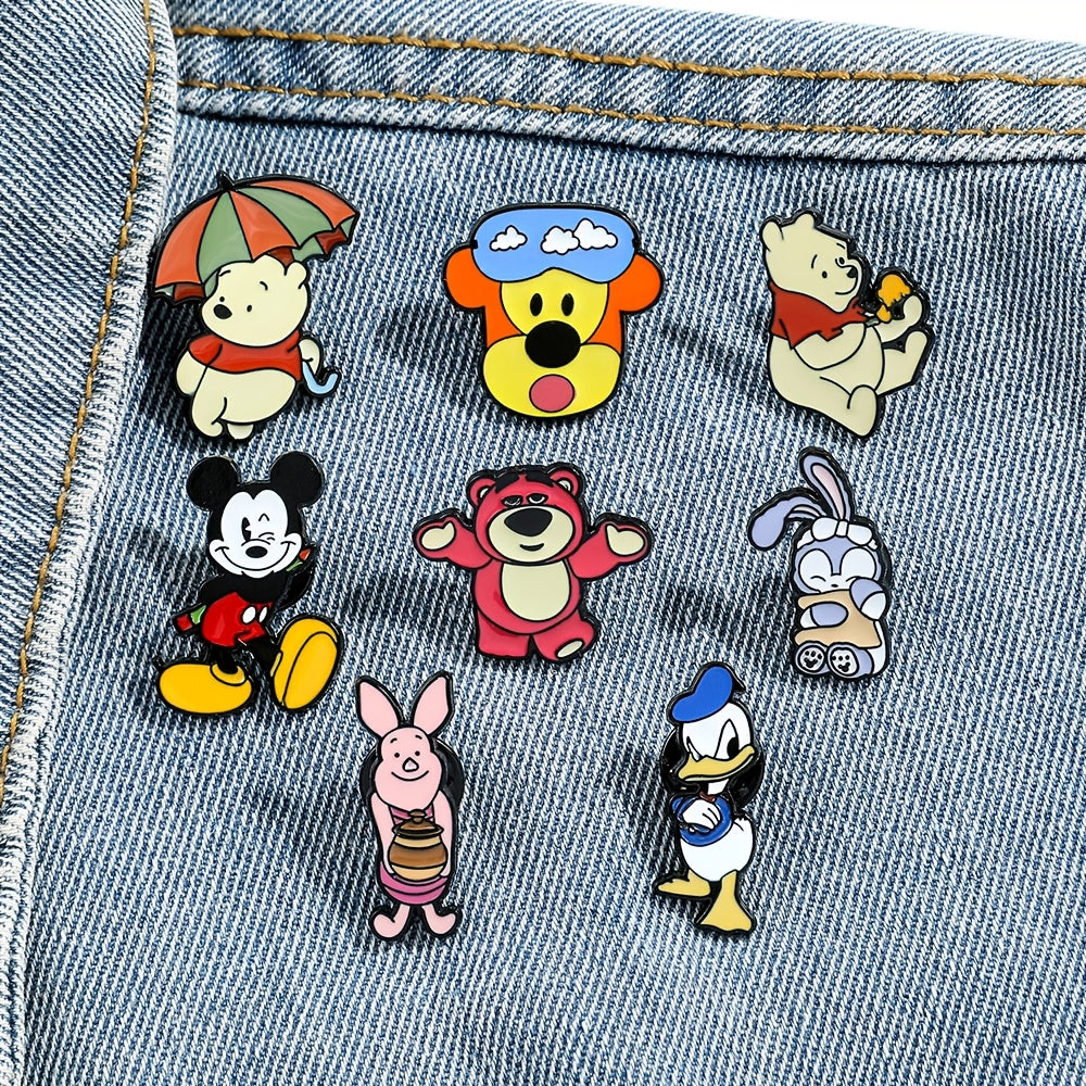 9pcs Cartoon Animal Enamel Pins Set Brooches for Clothing Backpack Accessories Gift