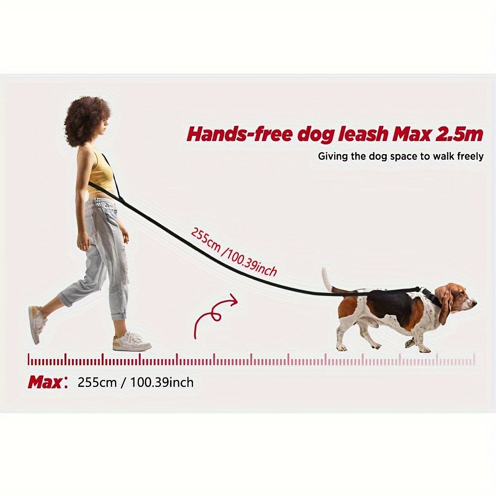 6-in-1 Hands-Free Dog Leash for Medium to Large Dogs 3.05m Striped Polyester Shock Absorbing Bungee