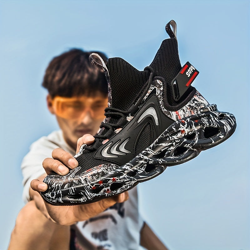 Men's Mesh Canvas High Top Sneakers for Outdoor Sports Casual Style