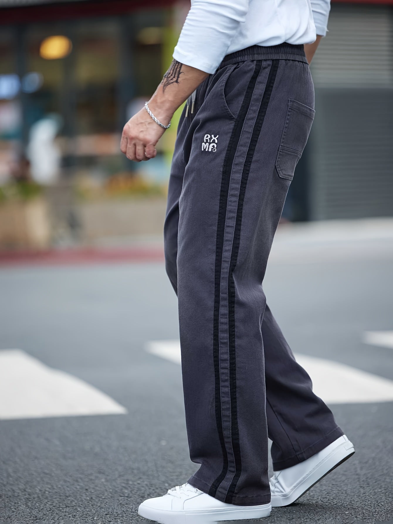 Pantalones rectos de mezclilla de algodón para hombre con cordón, casuales, deportivos, primavera y otoño