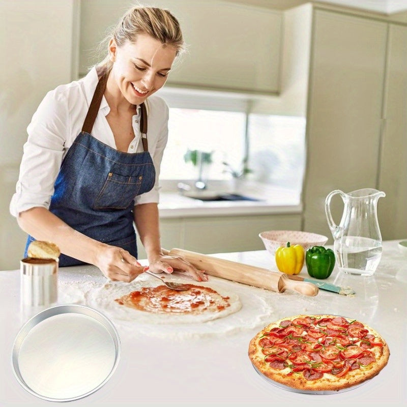 Juego de 4 bandejas de aluminio para pizza de 6 pulgadas, reutilizables, resistentes, aptas para lavavajillas