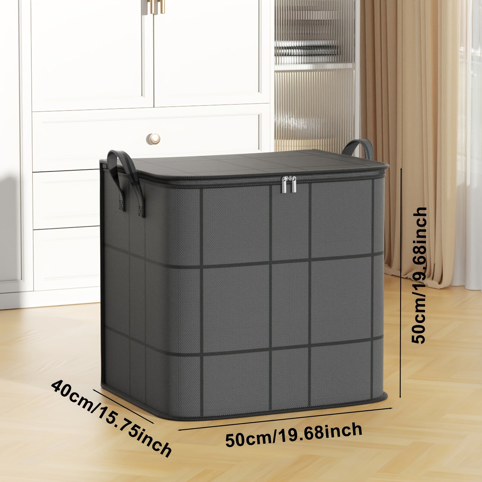 Casual Non Woven Folding Travel Bag Large Capacity Black with Handle for Clothes Toys