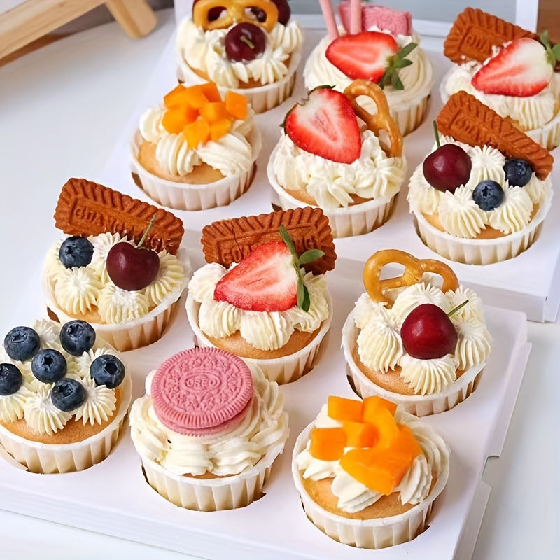 50 tazas de papel desechables para muffins resistentes al calor para cupcakes y muffins