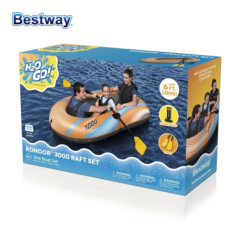 Inflatable Kayak for 1-3 People with Fast Inflation System and Rudder Orange PVC