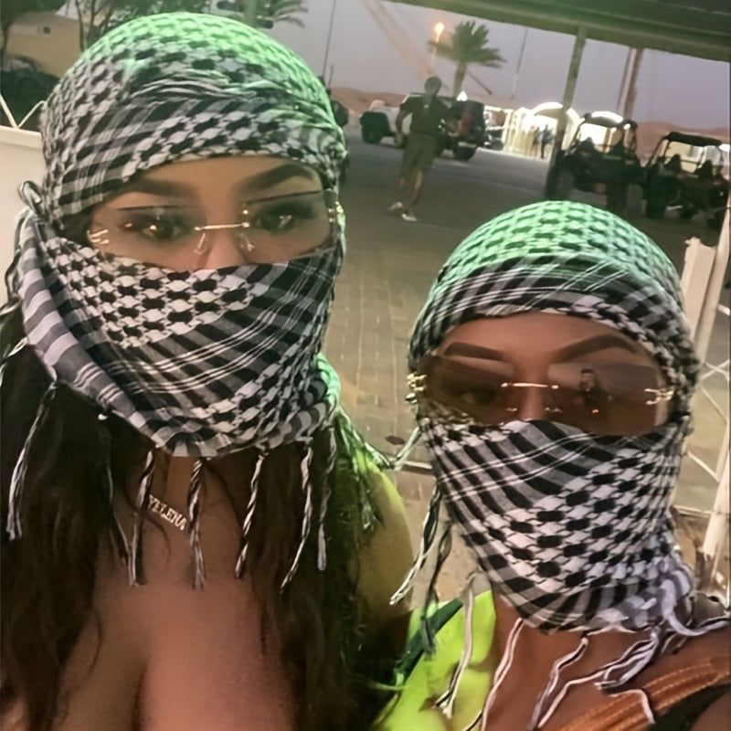 Striped Knitted Polyester Keffiyeh Scarf for Men and Women Casual Wrap