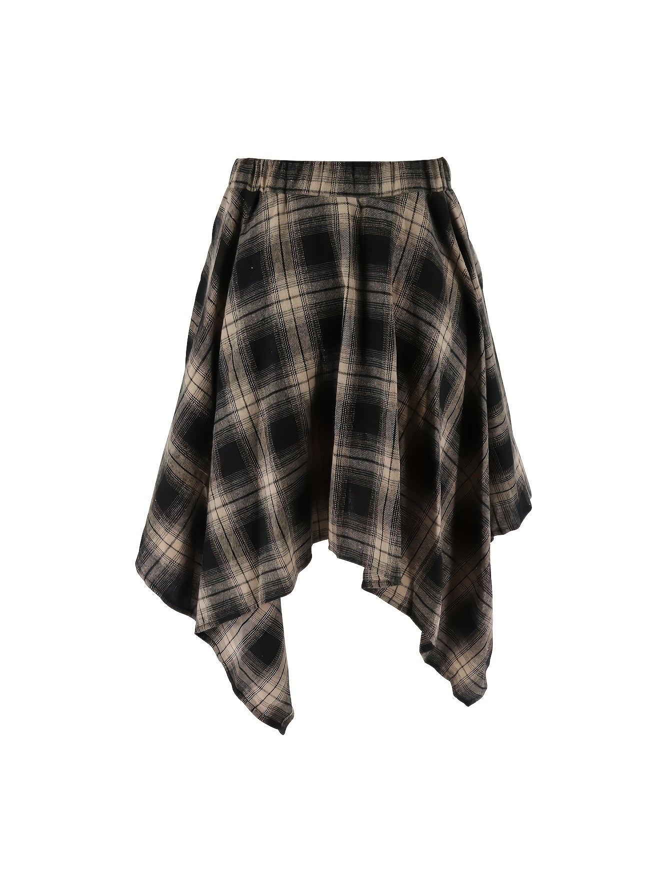 Plus Size Women’s Plaid Irregular Short Skirt Faux Two-Piece Casual Wear