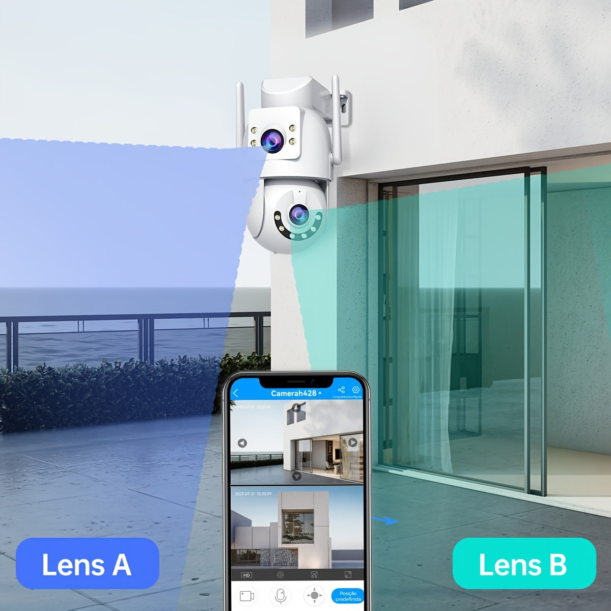 Wireless PTZ Security Camera with 5G WiFi Dual Lens Two-Way Audio Auto Tracking for Elderly Pets and Kids