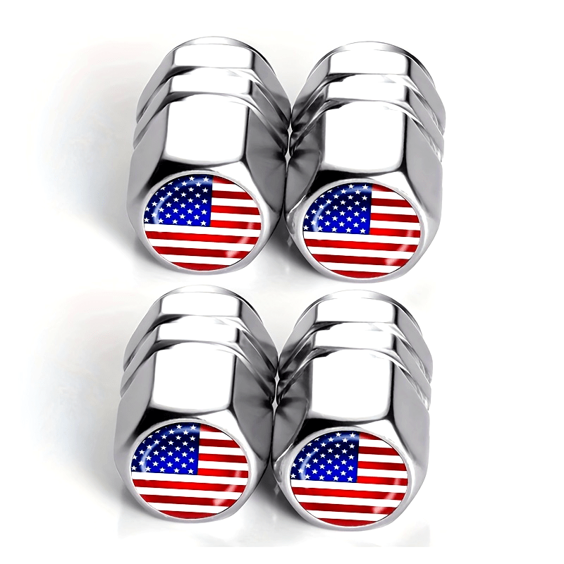 Universal Aluminum Alloy American Flag Tire Valve Cap Dust Cover