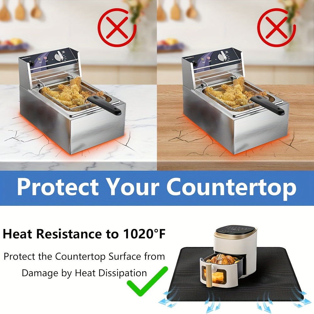 Heat-insulating silicone mat for kitchen appliances surfaces fire-resistant durable