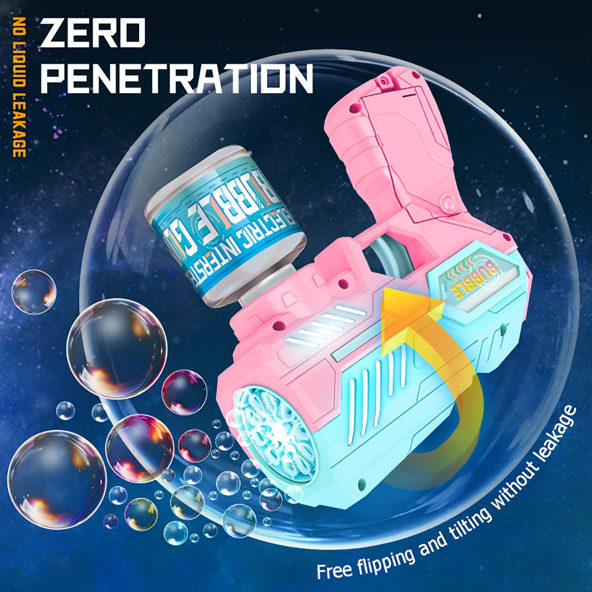 Interstellar Bubble Gun: Oson bitta tugma bilan boshqarish, tez pufaklar ishlab chiqarish, avtomatik puflash, 3-12 yoshdagi bolalar uchun, ochiq havoda o'ynash uchun portativ, pufak suvi kiritilmagan.