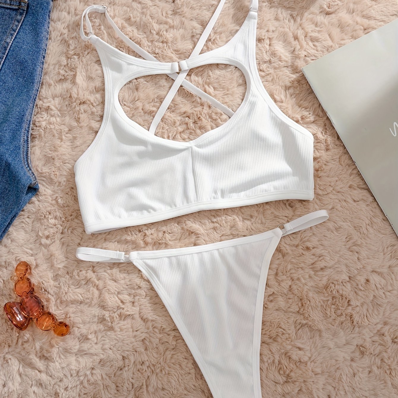 Wireless Comfort Bra Set with Breathable Hollow Underwear for Women