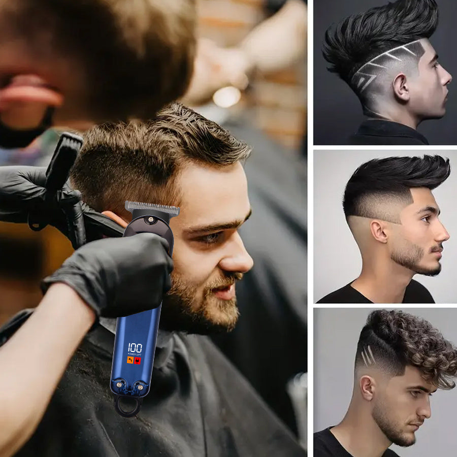 Rechargeable Hair Clipper with Digital Display, 4 Blades, Ergonomic Handle