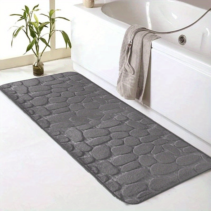 Cobblestone Pattern Memory Foam Bath Mat Non-Slip Absorbent Machine Washable