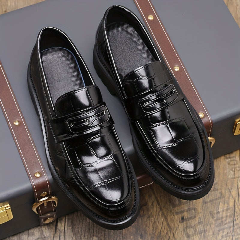 Erkaklar uchun minimalist biznes uslubidagi loaferlar, kauchuk taglik, sun'iy yuqori/ichki/qoplama, barcha mavsumlar uchun o'tkir burchak.