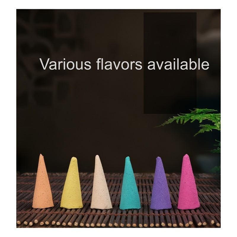 60pcs Aromatherapy Incense Cones Sandalwood Rose Lemon for Meditation Home Gift