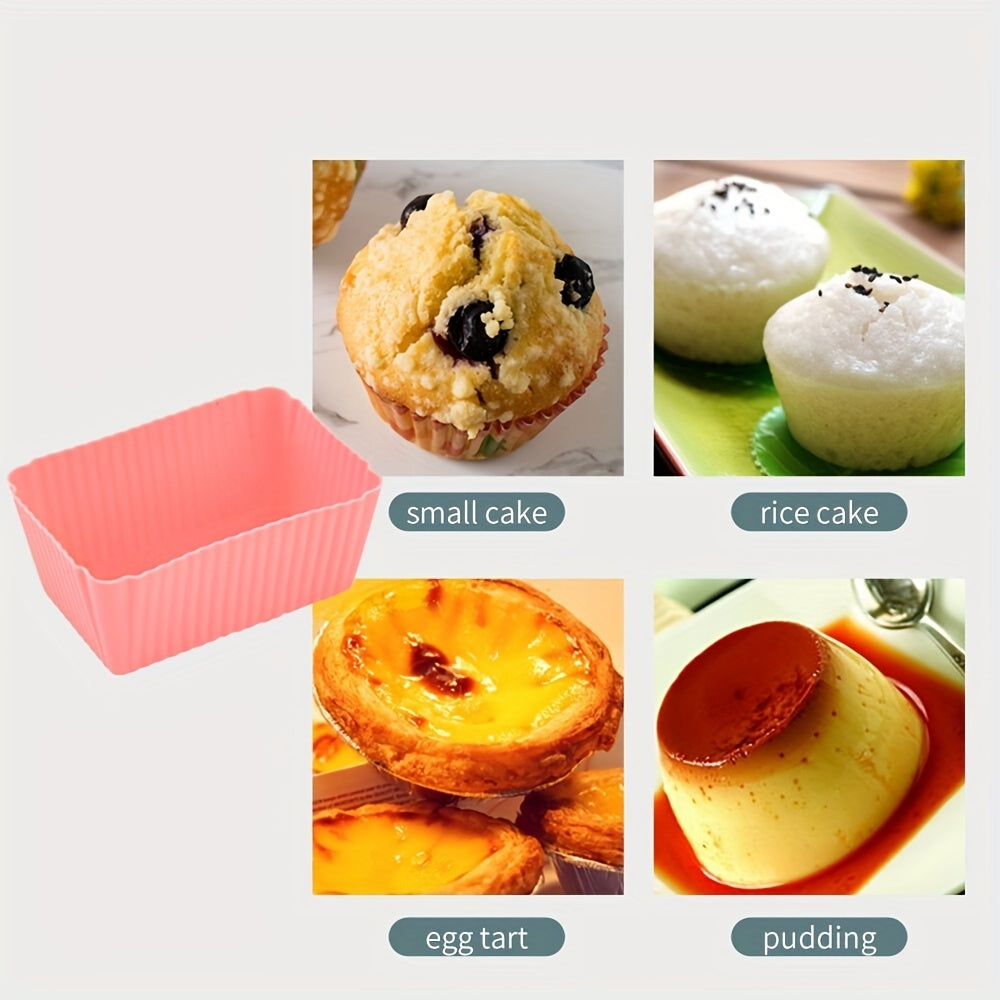 Set of 5-10 Silicone Rectangle Muffin Cups Reusable Baking Liners Kitchen Gadgets