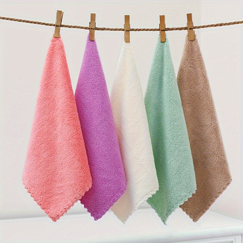 16pcs Coral Fleece Square Towels in 2 Sizes Super Soft Absorbent Bathroom
