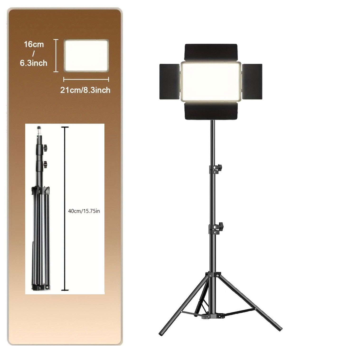 10-Inch LED Square Ring Light with Adjustable Tripod Stand USB Powered 3 Color Temperatures for Studio Photography and Live Streaming