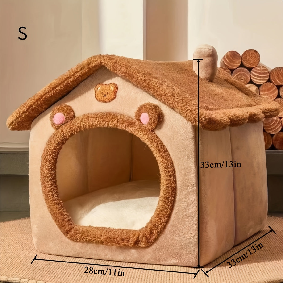 Pet Bed for Cats and Small Dogs Polyester Removable Washable Cozy Winter Warmth