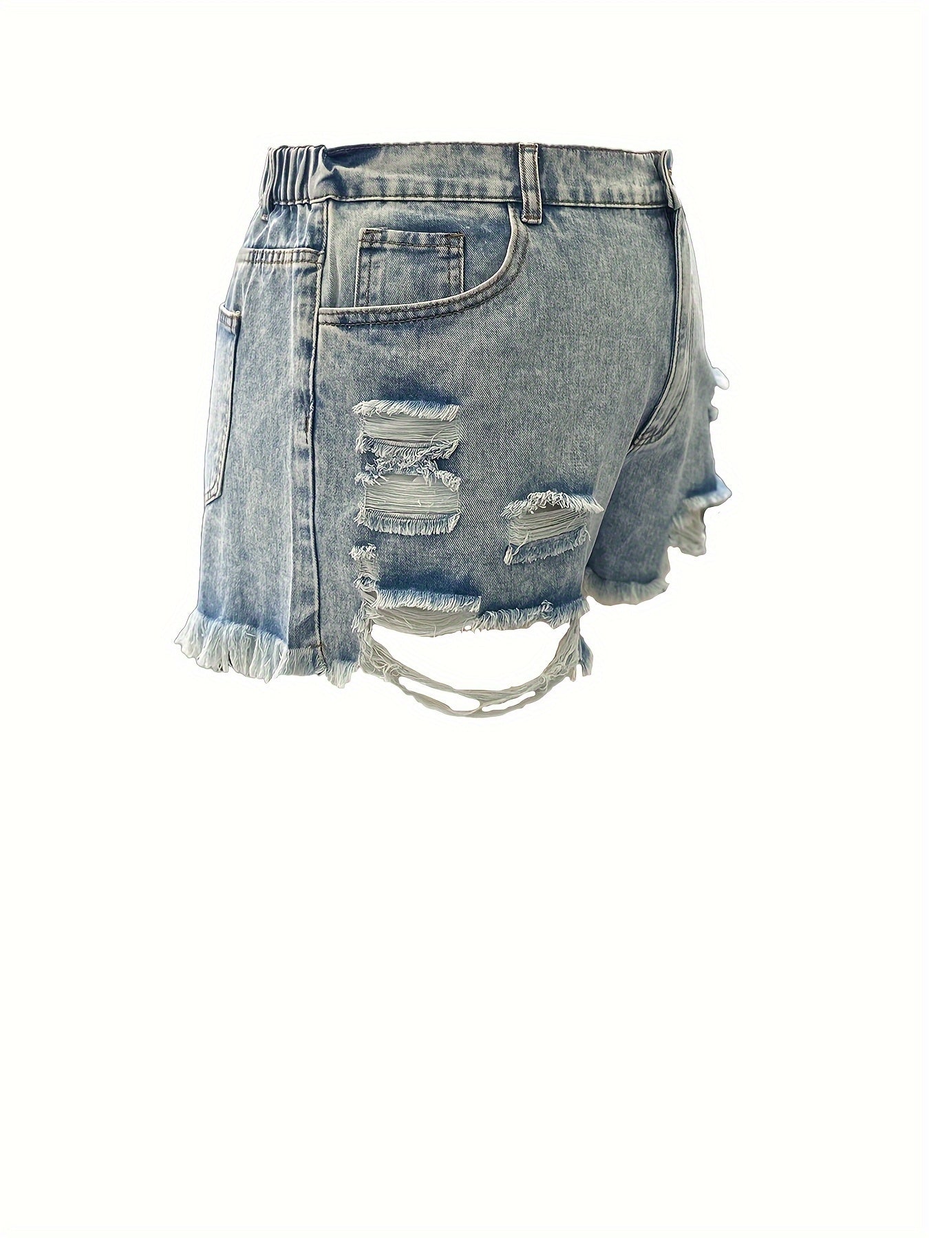 Pantalones cortos vaqueros de mezclilla holgados para mujer talla plus, casuales, azul, para verano