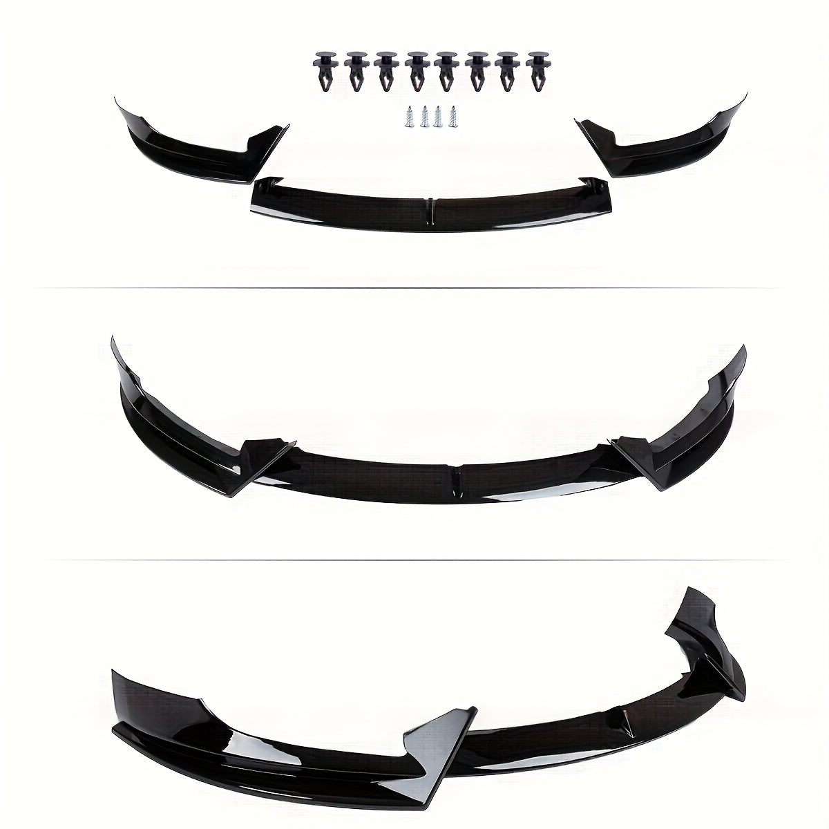 Front Lip Splitter Kit for Tesla Model 3 Glossy Black Carbon Fiber 3pcs