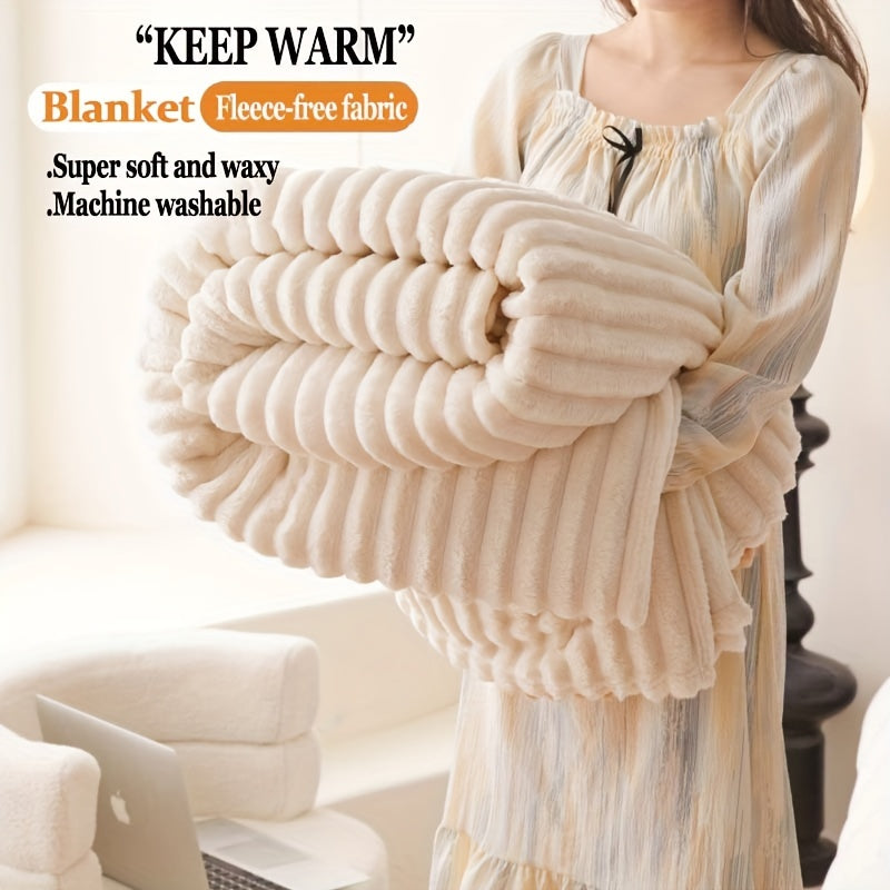 Faux Fur Blanket Soft Lightweight Polyester Multi-Use for Bed Sofa Car Travel