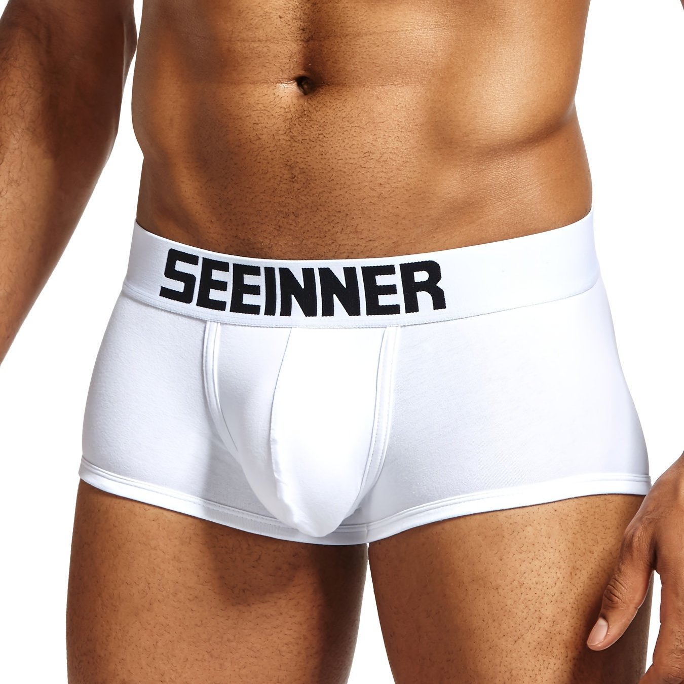 Men's Cotton Boxer Briefs Solid Color Breathable Medium Stretch Knit Underwear