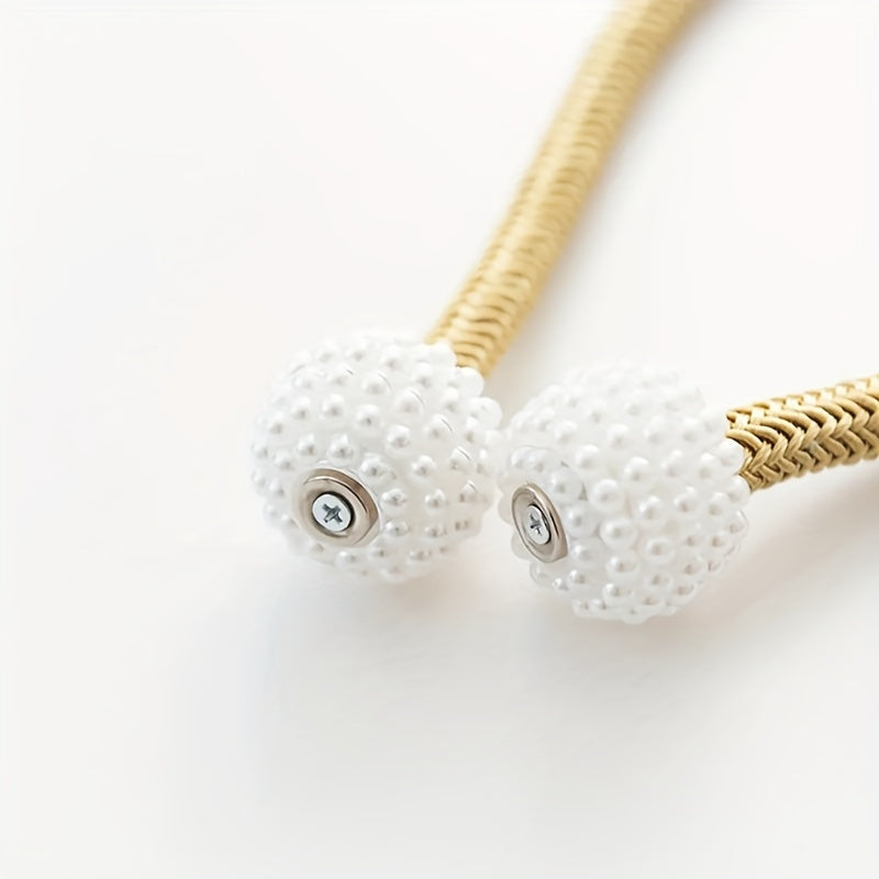 Minimalist Faux Pearl Magnetic Curtain Tiebacks Set of 1, No Drilling Holdback for Bedroom Living Room Home Decor