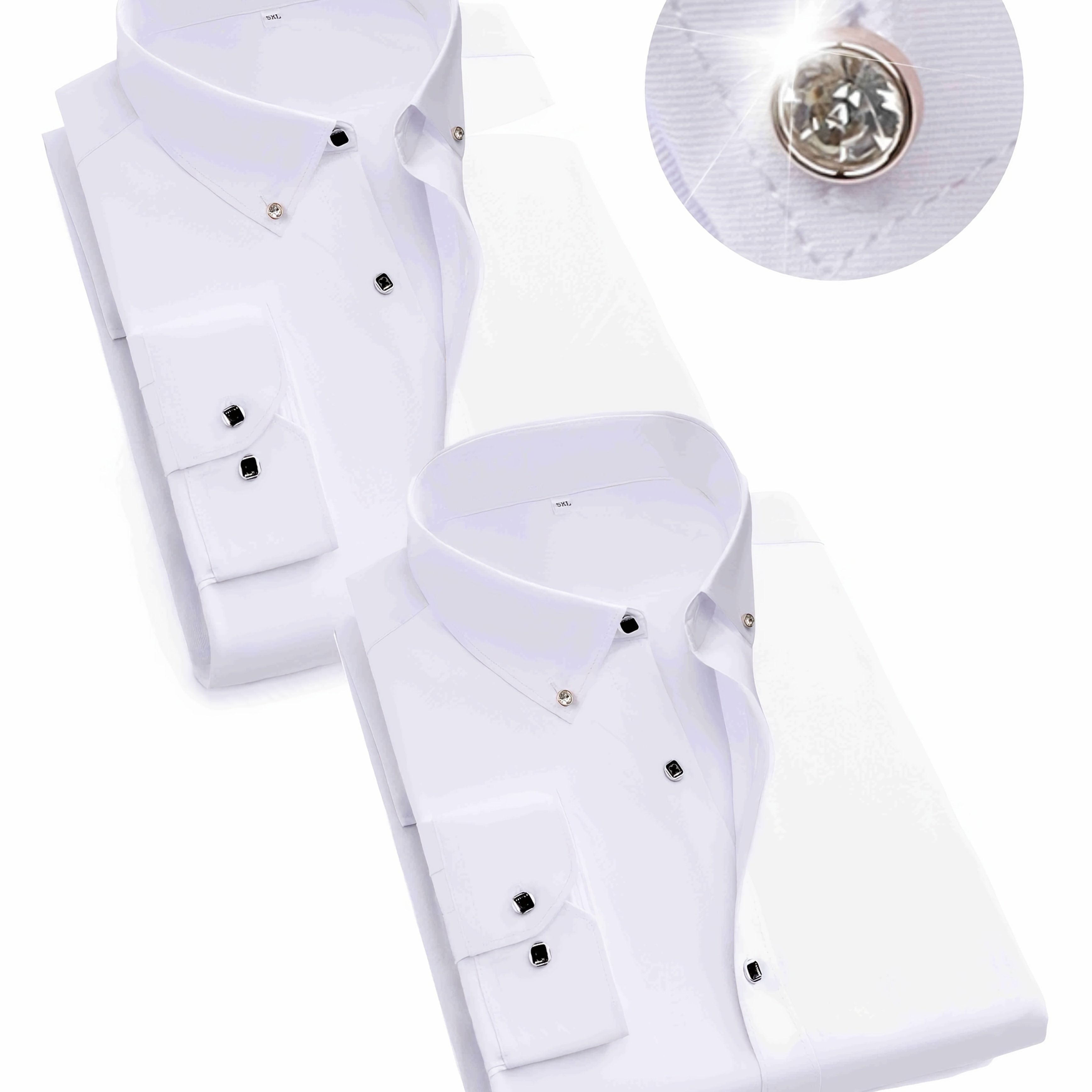 Men's Plus Size Dress Shirts Long Sleeve Collared Button-Up for Business Spring Fall