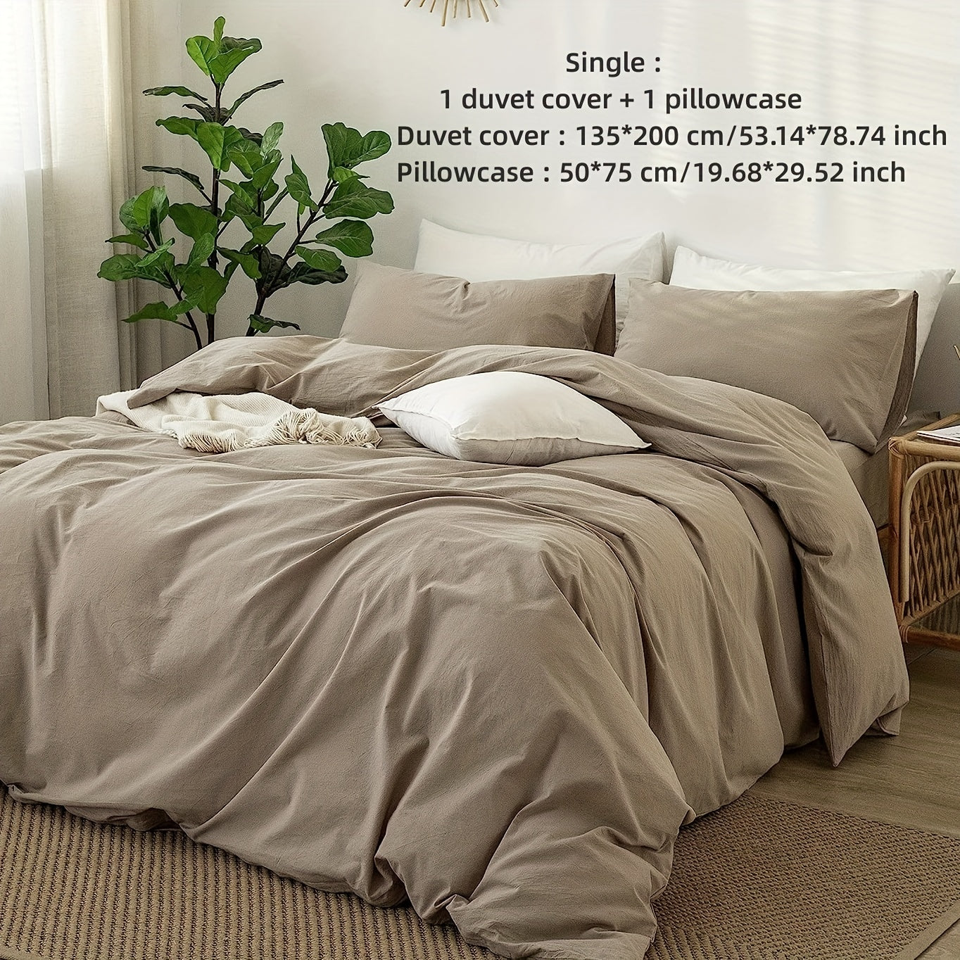 Bedding Set with Quilt Cover and Pillowcases Soft Brushed Fiber Wrinkle and Fade Resistant