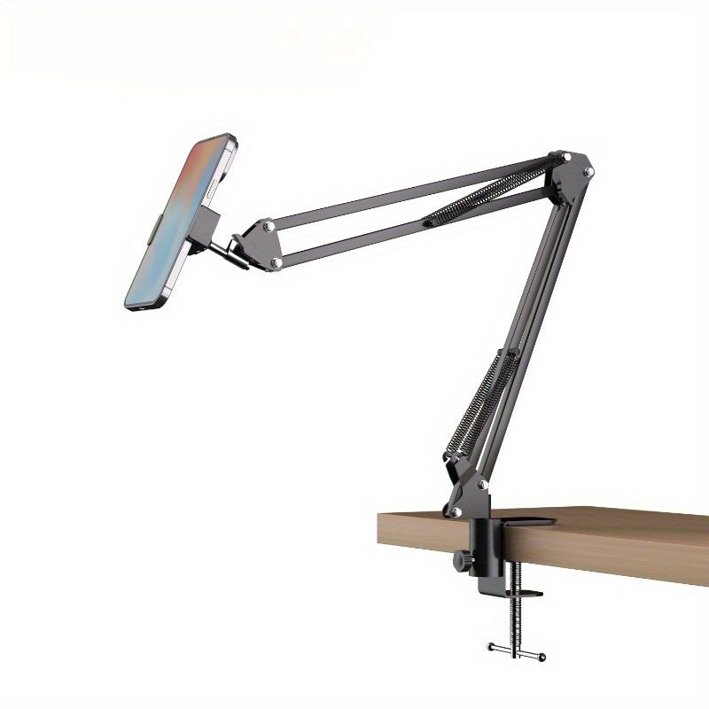 Adjustable Mobile Phone and Tablet Holder with 360-Degree Rotation for Hands-Free Use