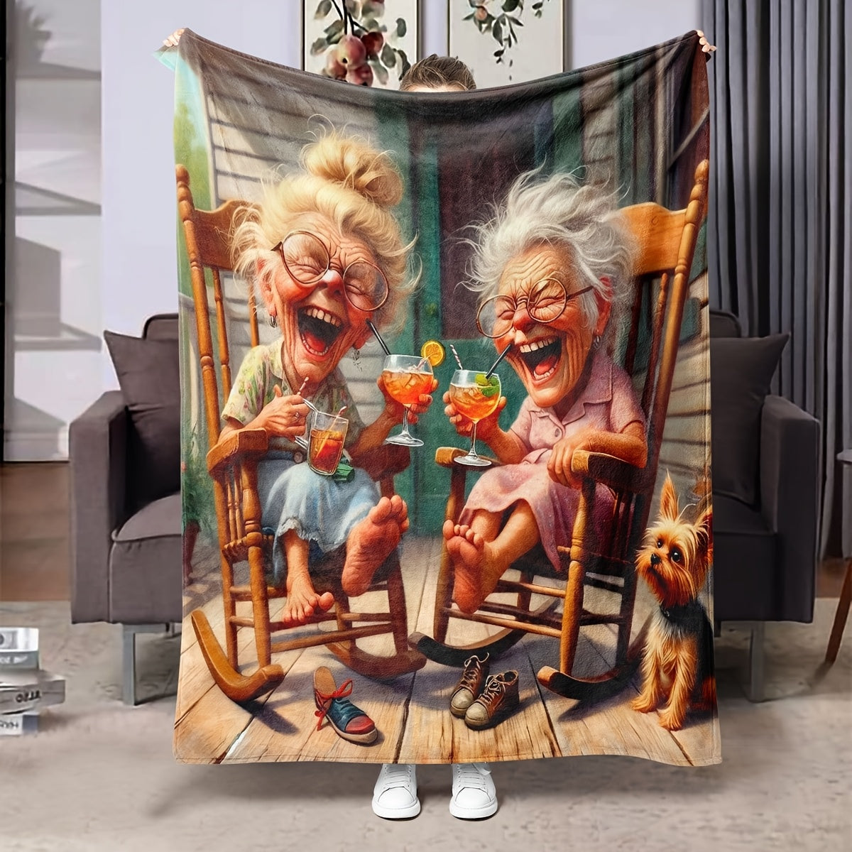 All-Season Flannel Fleece Blanket for Bed Sofa Camping Digital Print Anti-Allergy Polyester 200-250gsm