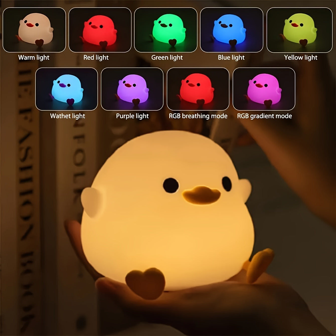 Silicone Duck Night Light with 7-Color Tap Light for Bedroom and Breastfeeding