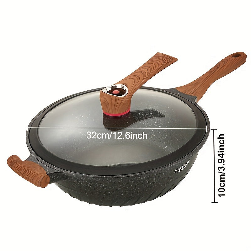 Wok antiadherente negro y olla de piedra para arroz para cocinas de gas y eléctricas