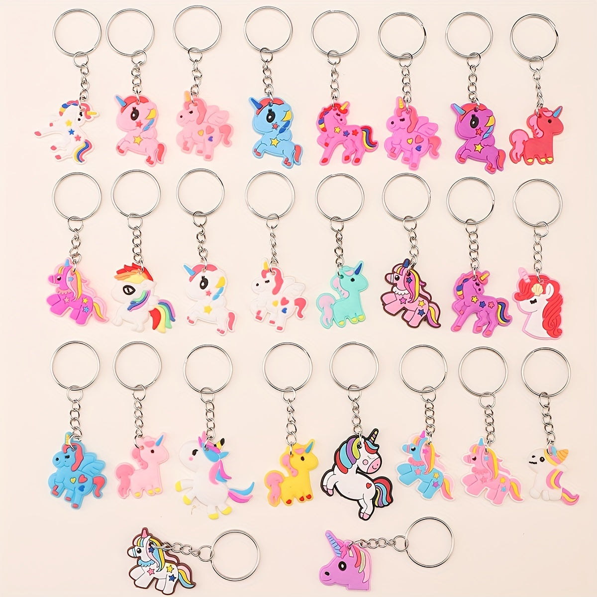 Set of 26 PVC Unicorn Keychains for Men, Stylish Jewelry Accessories