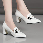 Women's Solid Color Shoes with Rhinestone Buckle Chunky Heel Lightweight Casual