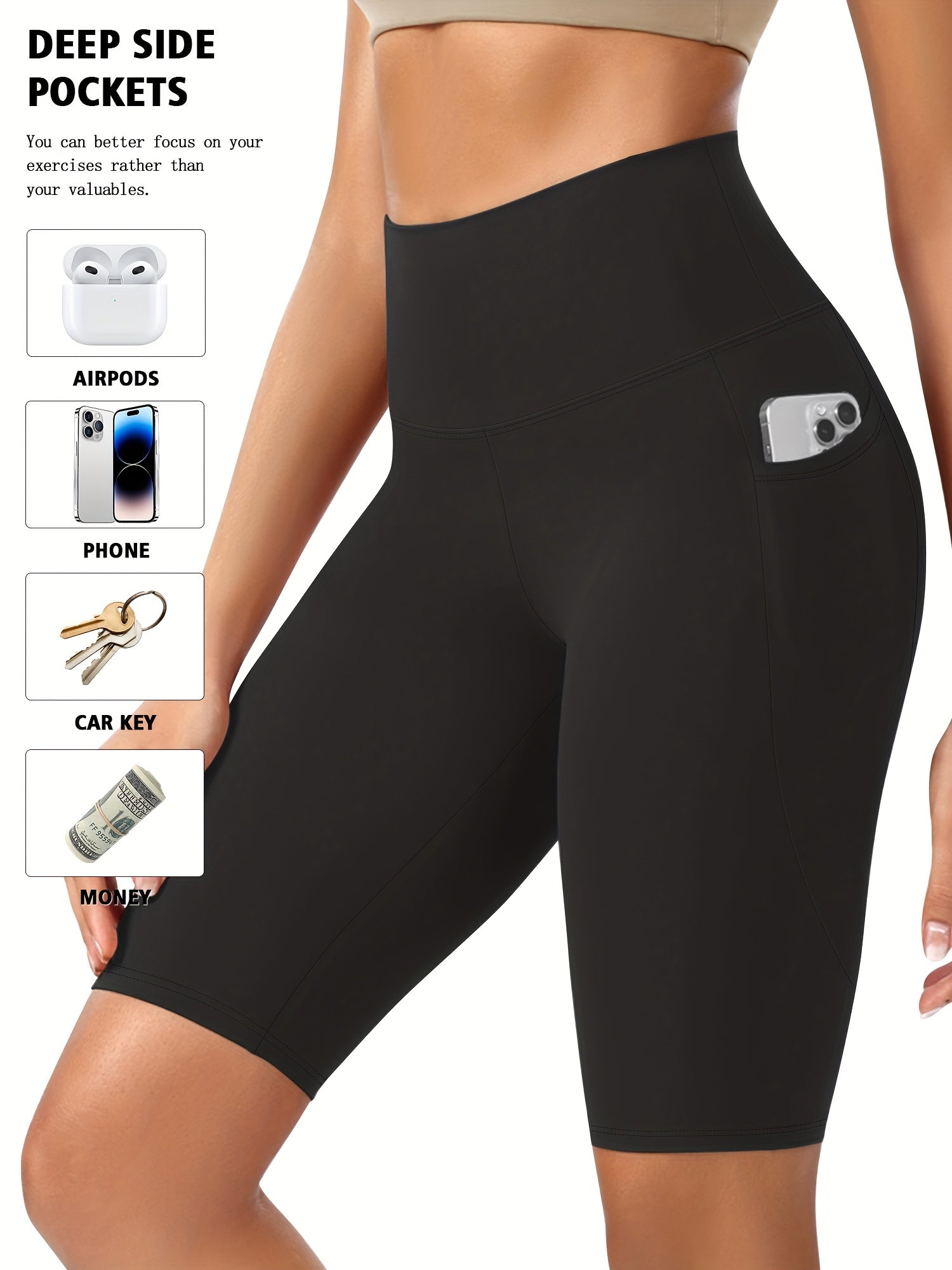 Women's High-Waisted Yoga Shorts 2-Pack Stretchy Slim Fit Black Leopard