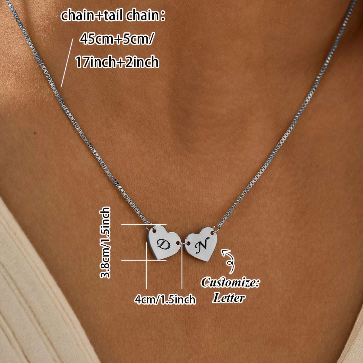 Ayollar uchun sovgʻa sifatida 18K oltin qoplangan misdan tayyorlangan 2 ta shaxsiylashtirilgan yurak pendantsli taqinchoqlar to'plami