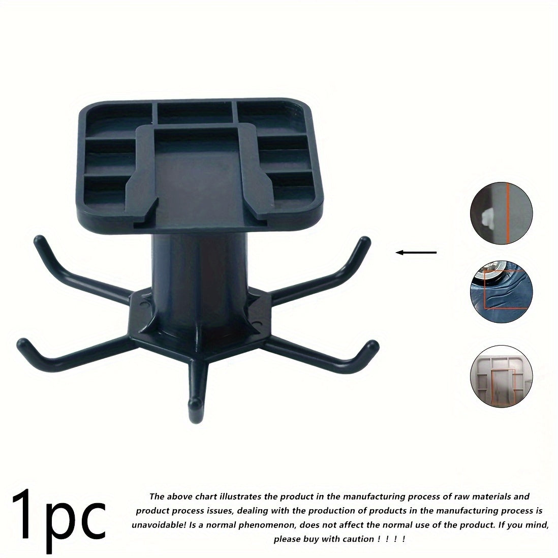 Gancho de cocina de plástico autoadhesivo con 6 ganchos y rotación de 360°