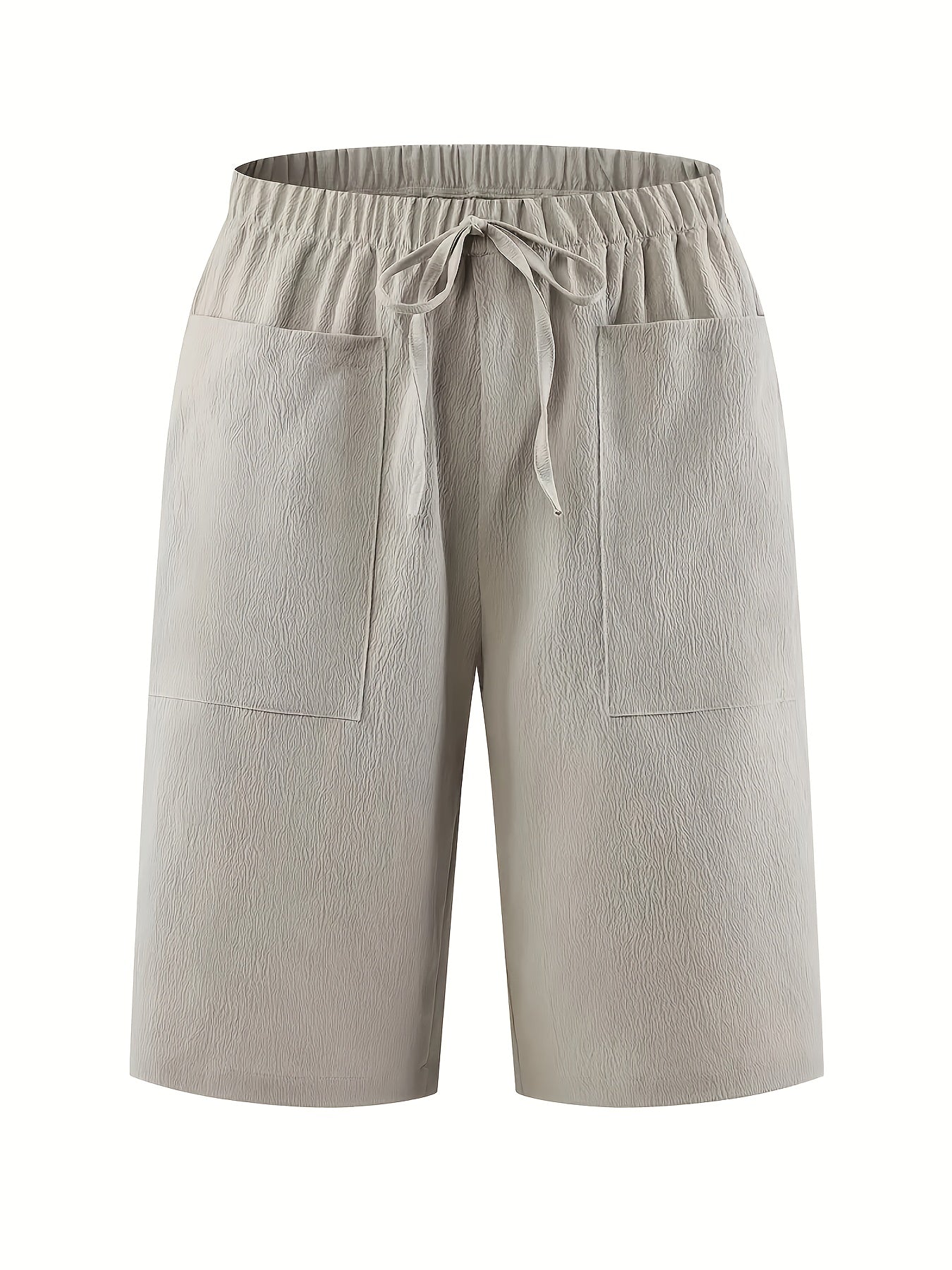 Комплект из двух предметов: укороченные брюки с карманами и шнуровкой из хлопка для женщин plus size